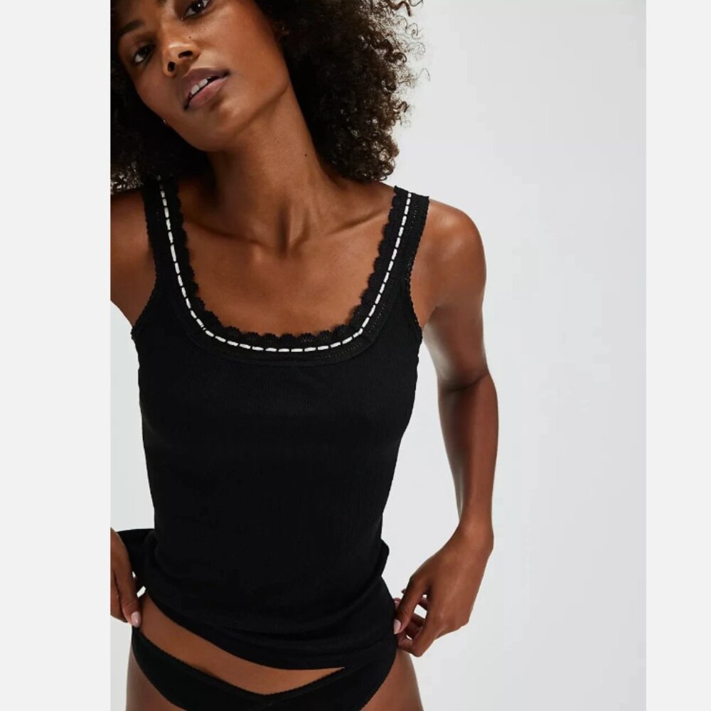 FREE PEOPLE Only You Tank BLACK SIZE L LARGE NWT